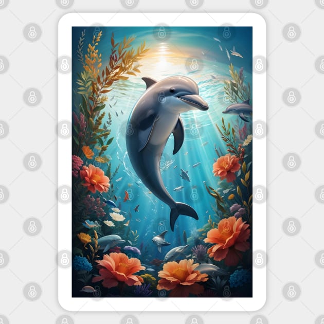 Dolphin Sticker by Buff Geeks Art